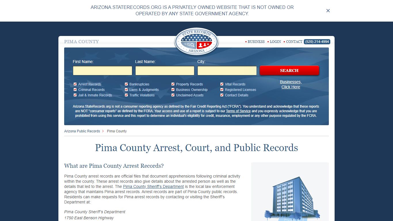 Pima County Arrest, Court, and Public Records