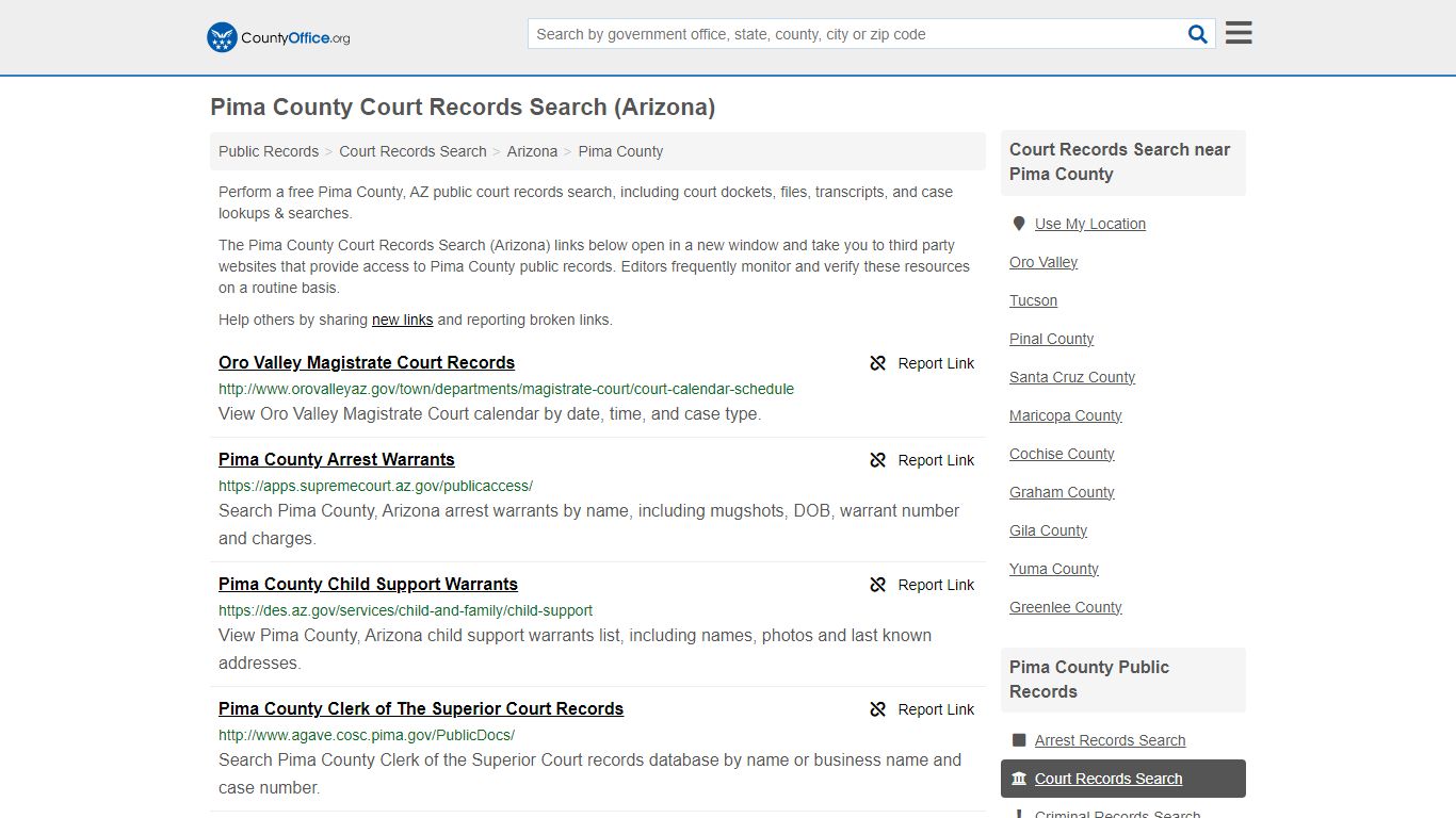 Pima County Court Records Search (Arizona) - County Office